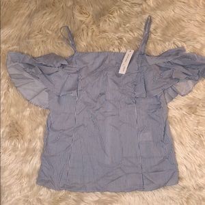 Drew blue & white striped off shoulder top. NWT!